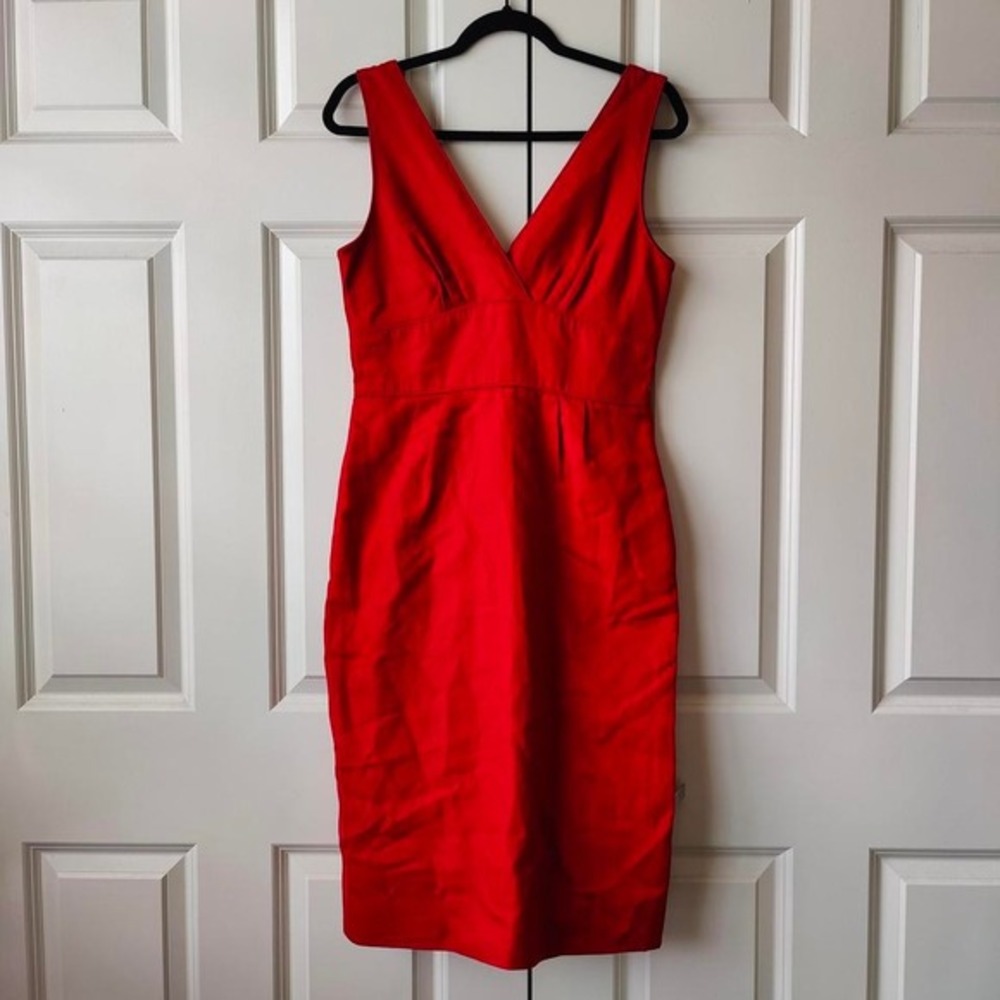 J. Crew Red‎ Fitted Pencil Cotton Sateen Midi Dress Womens 6 Valentines Day Date
